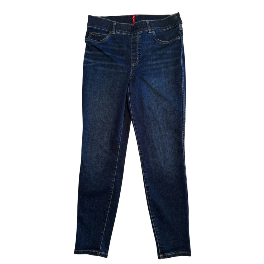 Spanx Ankle Skinny Jeans Womens Large Blue Pull On Elastic Waist Tummy Control